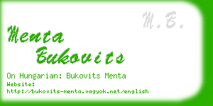 menta bukovits business card